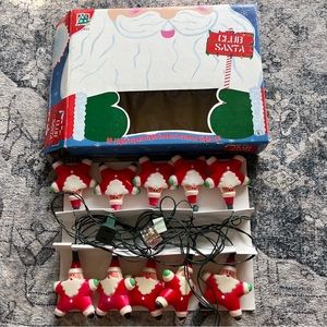 Vintage Blo Mold String Of Lights Santa 10 Club Santa